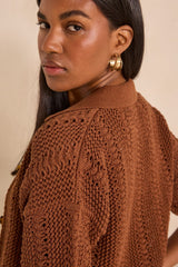 ADELE CARAMEL SHORT SLEEVE CARDIGAN