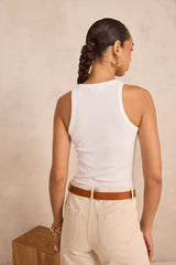 LEOPOLD ECRU COTTON BLEND TANK TOP