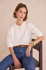 LAURENA ECRU COTTON POLO SHIRT