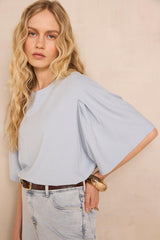 LOREEN SKY BLUE SHORT SLEEVE COTTON T-SHIRT