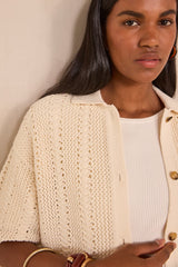 ADELE CREAM SHORT SLEEVE CARDIGAN