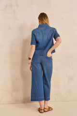 ROMY WIDE CROPPED COTTON TROUSERS