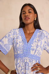 PRUNELLE PRINTED MIXED COTTON LONG DRESS