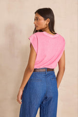 LOIC PINK HEMP AND COTTON BLEND T-SHIRT