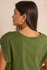 DELYA GREEN COTTON T-SHIRT