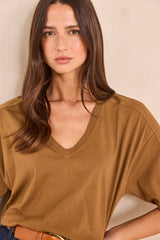 TED BROWN 3/4 SLEEVE COTTON T-SHIRT