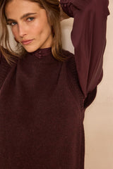 ANOUK EGGPLANT SLEEVELESS WOOL SWEATER