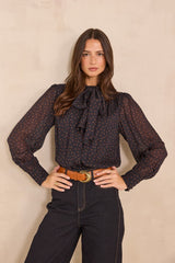 SPIRIT LONG-SLEEVED POLKA DOT BLOUSE