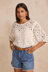 PENELOPPE CROCHETED COTTON SWEATER