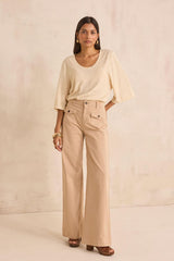 TIAGO BEIGE WIDE TROUSERS