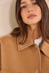 CLEA CAMEL LONG SLEEVE BLENDED WOOL JACKET