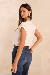 TIMEO ECRU SHORT-SLEEVE COTTON T-SHIRT