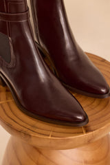 OCEANE CHOCOLATE HEELED LEATHER ANKLE BOOTS