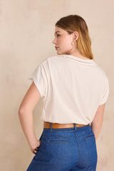 LOUISE WHITE FINE DETAIL COTTON T-SHIRT