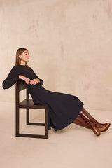 POESIE NAVY KNIT TRAPEZE DRESS