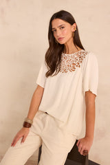 MELISSA SHORT SLEEVE LACE BLOUSE
