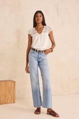 RONNIE LIGHT WASH COTTON BLEND STRAIGHT JEANS