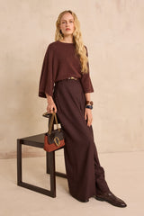 CODY EGGPLANT 3/4 SLEEVE CASHMERE SWEATER
