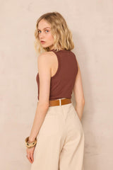 LEOPOLD CARAMEL COTTON BLEND TANK TOP