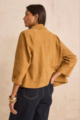 CLARA 3/4 SLEEVE LEATHER SHIRT