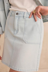 EYELET LIGHT BLUE SHORT DENIM SKIRT