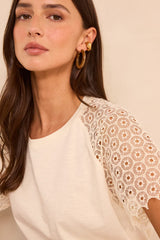 TRACY EMBROIDERED SHORT-SLEEVE COTTON T-SHIRT