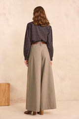 LILY WIDE BEIGE VISCOSE BLEND TROUSERS