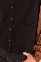 ADAM BLACK SLEEVELESS CARDIGAN