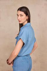 DULCINEA SHORT-SLEEVE DENIM SHIRT