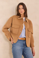 CLEA CAMEL LONG SLEEVE BLENDED WOOL JACKET