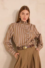 SALIA STRIPED COTTON BLOUSE