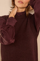 ANOUK EGGPLANT SLEEVELESS WOOL SWEATER