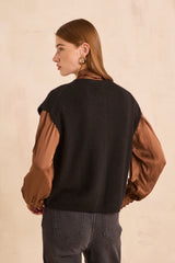 ADAM BLACK SLEEVELESS CARDIGAN