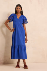 PAULINE SHORT-SLEEVED EMBROIDERED COTTON DRESS