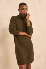 PARFAITE KHAKI STRAIGHT KNIT MIXED WOOL DRESS