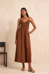 MAELINE COTTON STRAP CROCHET DRESS