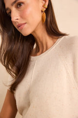 BILL BIS CREAM SHORT-SLEEVED CASHMERE SWEATER