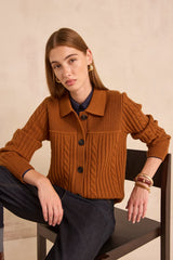 ARTUS CINNAMON LONG-SLEEVED WOOL CARDIGAN