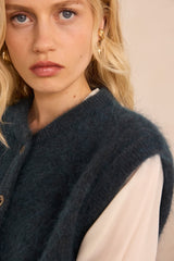 LOULOU MOHAIR BLEND SLEEVELESS CARDIGAN