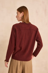 BARY BURGUNDY V-NECK CASHMERE SWEATER