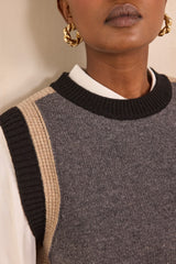 ANOUK DARK GRAY SLEEVELESS WOOL SWEATER