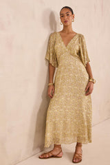 BRIDGET SHINY PRINT FLOWY DRESS