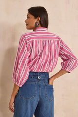 DOMITILLE BOW TIE STRIPED BLOUSE