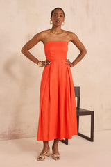 BETTY GERANIUM STRAPLESS DRESS