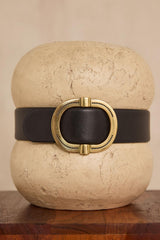 ELISE BLACK WIDE LEATHER BELT