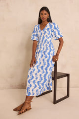 POLLYNA PRINTED COTTON TRAPEZE DRESS
