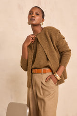 ANTHEA DUCK MIXED WOOL SLEEVELESS CARDIGAN