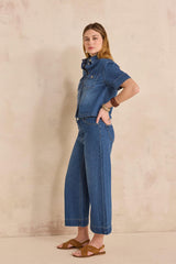 ROMY WIDE CROPPED COTTON TROUSERS