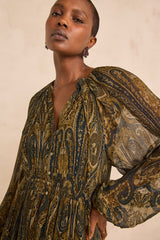 PEPITE FLUID FIR GREEN VISCOSE DRESS