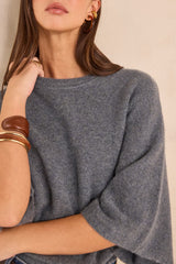 CODY GREY 3/4 SLEEVE CASHMERE SWEATER